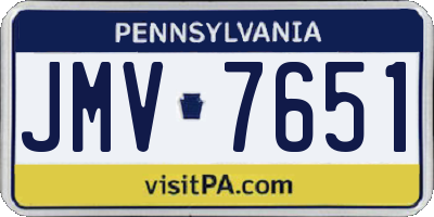 PA license plate JMV7651