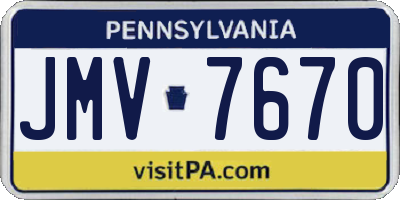 PA license plate JMV7670