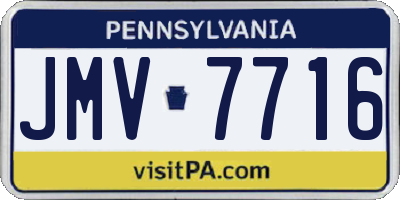 PA license plate JMV7716