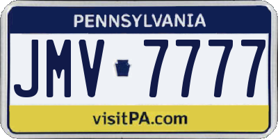 PA license plate JMV7777