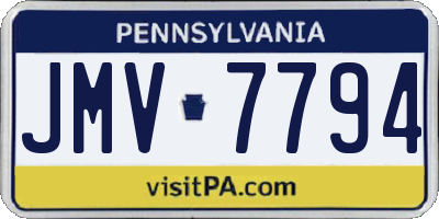 PA license plate JMV7794