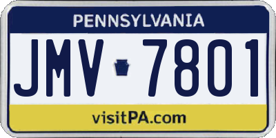 PA license plate JMV7801