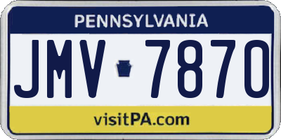 PA license plate JMV7870