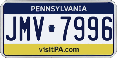 PA license plate JMV7996