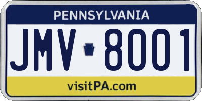 PA license plate JMV8001