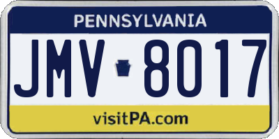 PA license plate JMV8017