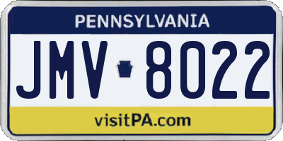 PA license plate JMV8022