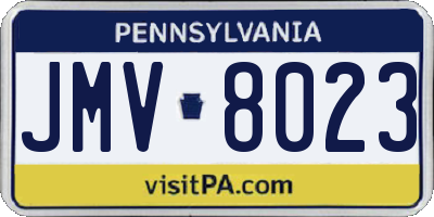 PA license plate JMV8023
