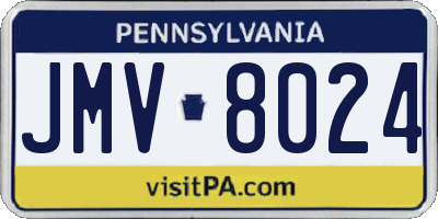 PA license plate JMV8024