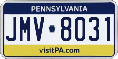 PA license plate JMV8031