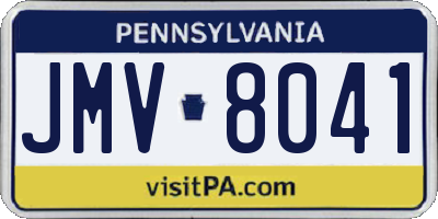 PA license plate JMV8041