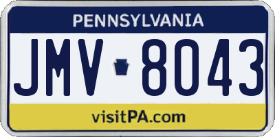 PA license plate JMV8043