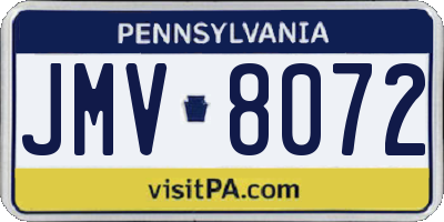 PA license plate JMV8072