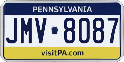 PA license plate JMV8087