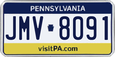 PA license plate JMV8091
