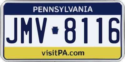 PA license plate JMV8116