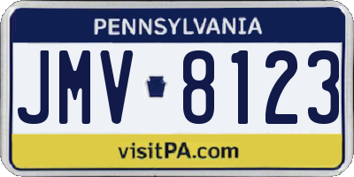 PA license plate JMV8123