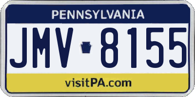 PA license plate JMV8155