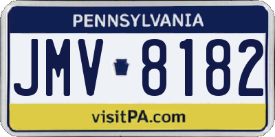 PA license plate JMV8182