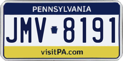 PA license plate JMV8191
