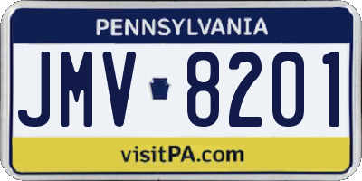 PA license plate JMV8201