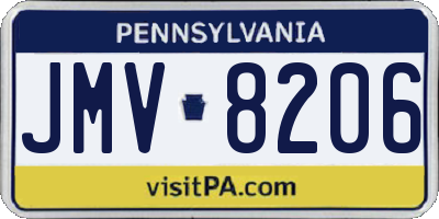 PA license plate JMV8206