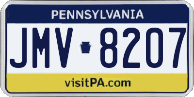 PA license plate JMV8207