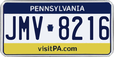 PA license plate JMV8216