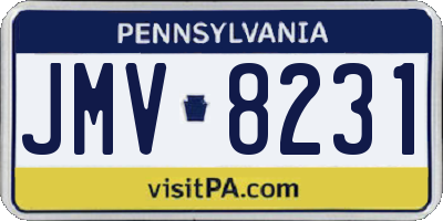 PA license plate JMV8231