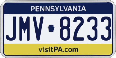 PA license plate JMV8233