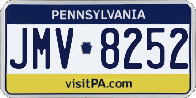 PA license plate JMV8252