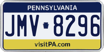PA license plate JMV8296