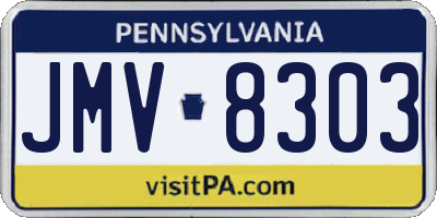 PA license plate JMV8303
