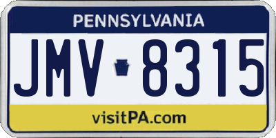 PA license plate JMV8315