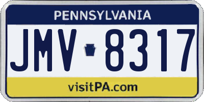 PA license plate JMV8317