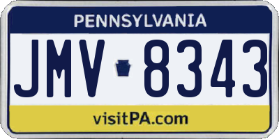 PA license plate JMV8343