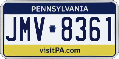 PA license plate JMV8361