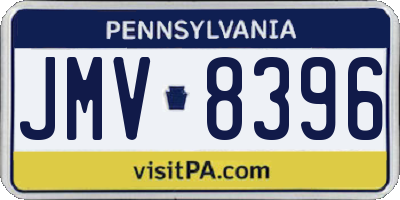 PA license plate JMV8396