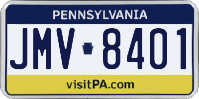 PA license plate JMV8401