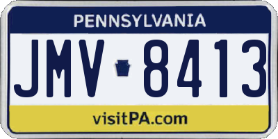 PA license plate JMV8413