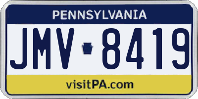 PA license plate JMV8419