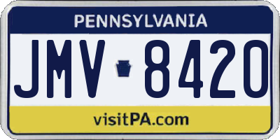 PA license plate JMV8420
