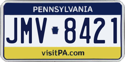 PA license plate JMV8421