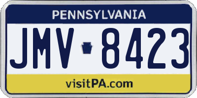 PA license plate JMV8423