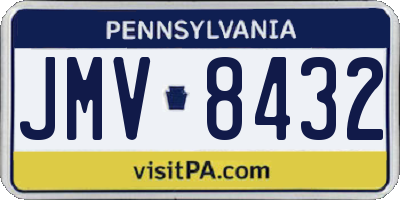PA license plate JMV8432