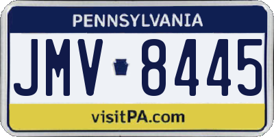PA license plate JMV8445