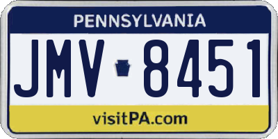 PA license plate JMV8451