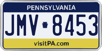 PA license plate JMV8453
