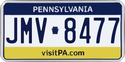 PA license plate JMV8477