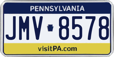 PA license plate JMV8578